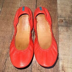 TIEKS by Gavrieli Poppy Orange Coral Leather Ballet Flats Foldable Slip On 6